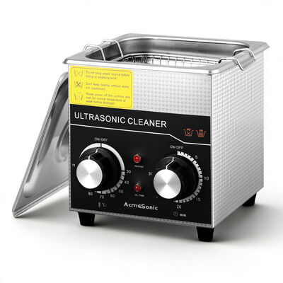 Pulizzatore ad ultrasuoni commerciale con manopola, pulsante ad ultrasuoni professionale da 1,3 litri, 40 kHz con riscaldatore e timer per utensili, gioielli, orologi, occhiali, protesi e piccole parti metalliche
